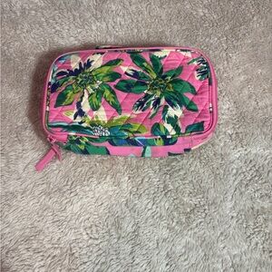 Vera Bradley Pink and Green Floral Cosmetic Bag
